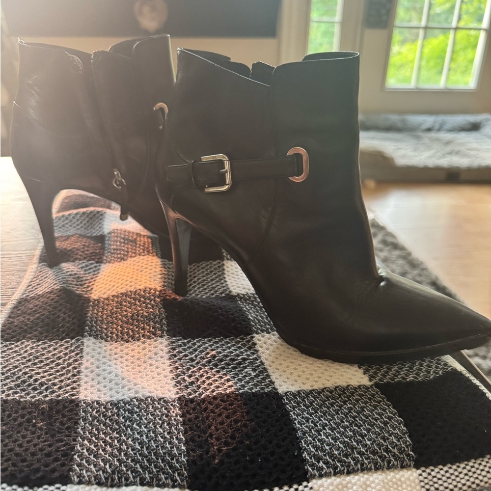 Saint Laurent Black Heeled Boots with Buckle